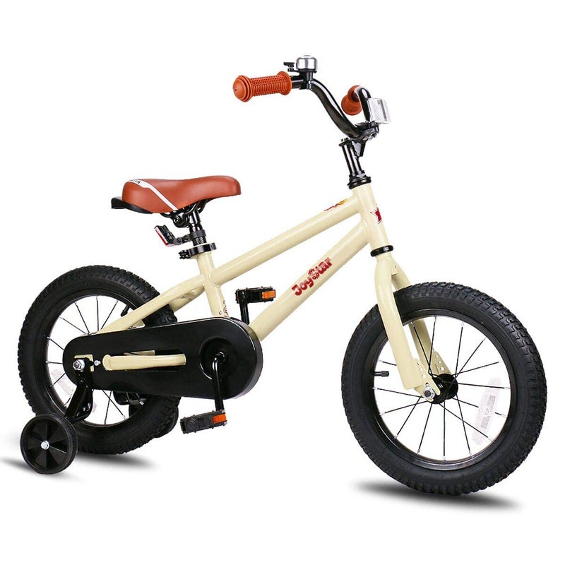 JOYSTAR 14 Inch Kids Bike for 3 4 5 Years Boys Girls Gifts Bikes Children Toddler Bicycles with Training Wheels BMX Style 85% Assembled Beige - Image 1